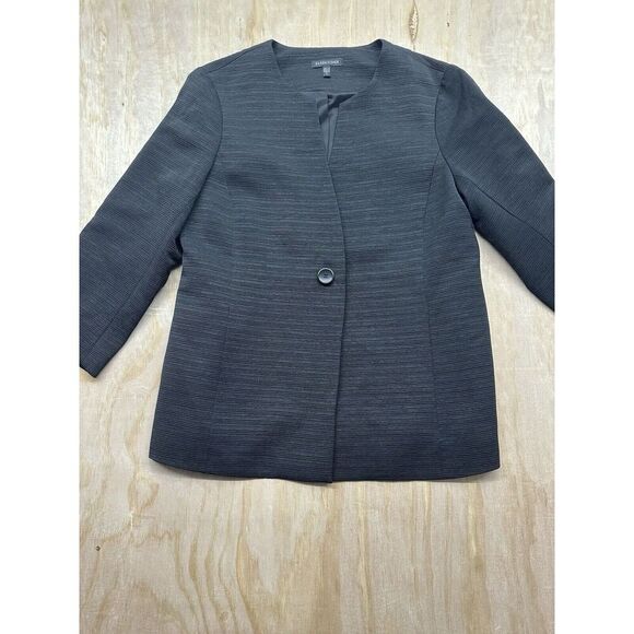 EILEEN FISHER Variegated Sheen Jacket Blazer size S Minimalist Black Elegant - Picture 1 of 10